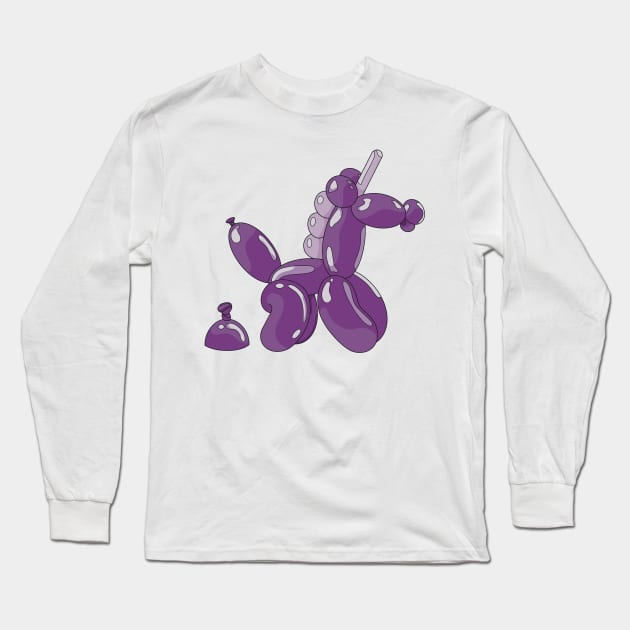 Bright purple balloon unicorn making a balloon unicorn poop... Long Sleeve T-Shirt by Fruit Tee